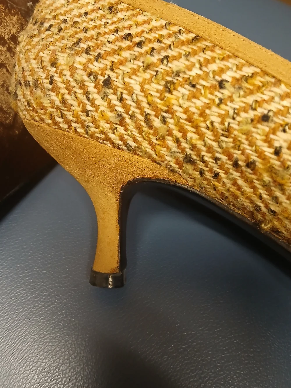 Stuart Weitzman Woven Pointed-Toe Kitten Heels